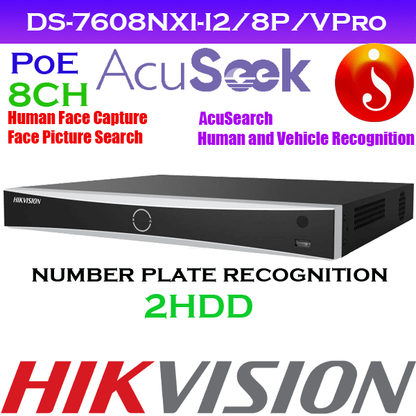 Hikvision 4K 8 channel poe Facial recognition DS-7608NXI-I2/8P/VPro 1 Hikvision 4K 8 channel poe Facial recognition DS-7608NXI-I2/8P/VPro